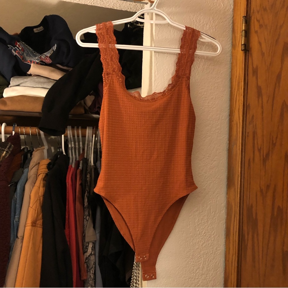 NWT burnt orange lace tank bodysuit